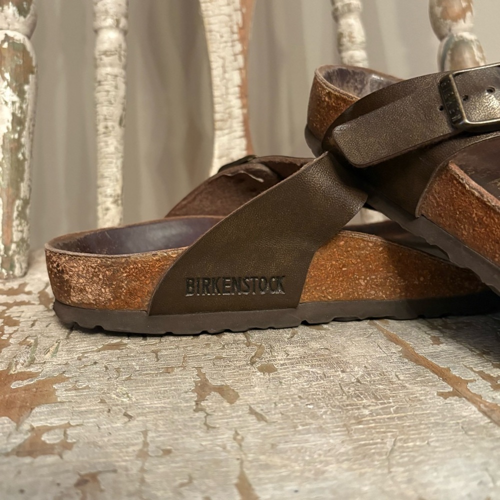 Birkenstock Gizeh thong sandals oiled leather Habana brown sz 38 Women 7 Men 5 - Picture 2 of 10